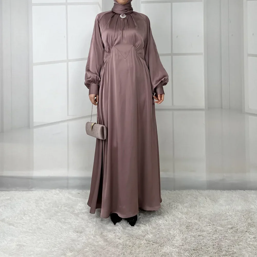 

Dubai Satin Diamonds Abayas for Women Muslim Dress Evening Islam Jalabiya Kaftan Caftan Musulman Djellaba Arab Islamic Vestidos