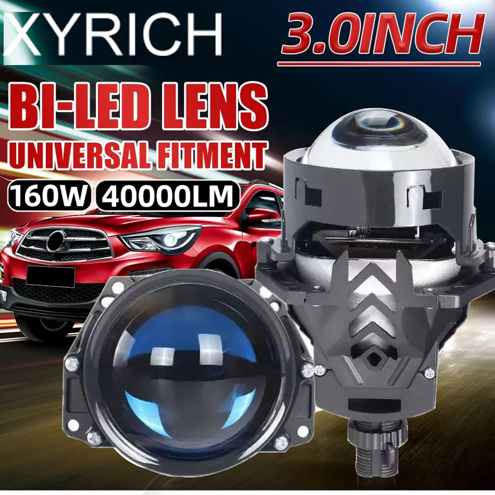 2 قطعة 3.0 بوصة ثنائية جهاز عرض (بروجكتور) ليد عدسة المصابيح الأمامية ل H4 H7 أودي 9005 9006 170 واط 90000LM عدسة مزدوجة ضوء مزدوج عالية منخفضة شعاع 12 فولت