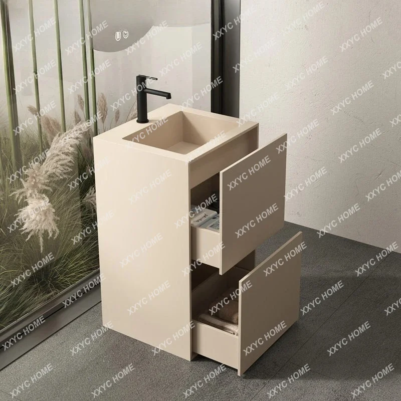 A  Independent double-layer drawer storage floor-to-ceiling wash basin hotel small apartment household square column basin