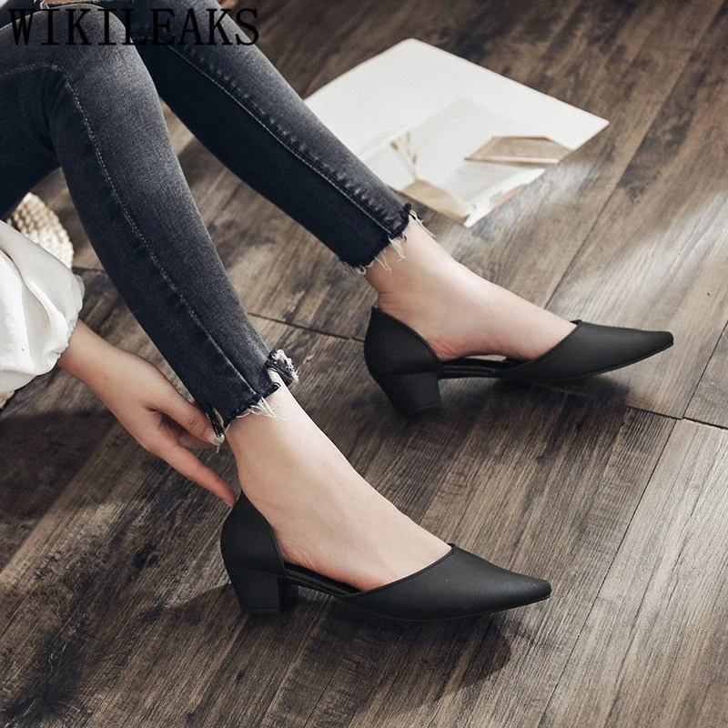 Pointed Heels Fashion Low Heel Shoes Elegant Shoes For Woman Party Shoes Chaussure Mariage Femme Buty Damskie Туфли На Каблуке