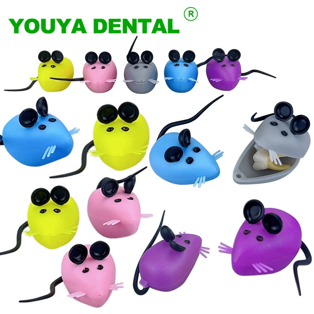 50pcs Baby Teeth Storage Box Cute Mouse Shape Milk Tooth Box Organizer Mini Plastic Save Deciduous Tooth Box Collection Case