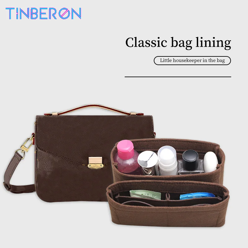 

TINBERON Purse Organizer Insert Felt Inner Make Up Cosmetic Bags Felt Cloth Insert Bag For Pochette Multis TOTE Handbags Shaper