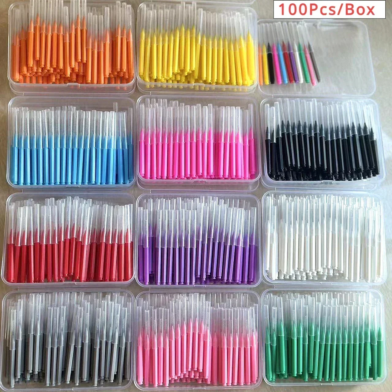 New 100Pcs/Box I-type Push Pull Interdental Brush 0.6-1.5Mm Cleaning Between Teeth Oral Care Orthodontic I Shape Tooth Floss