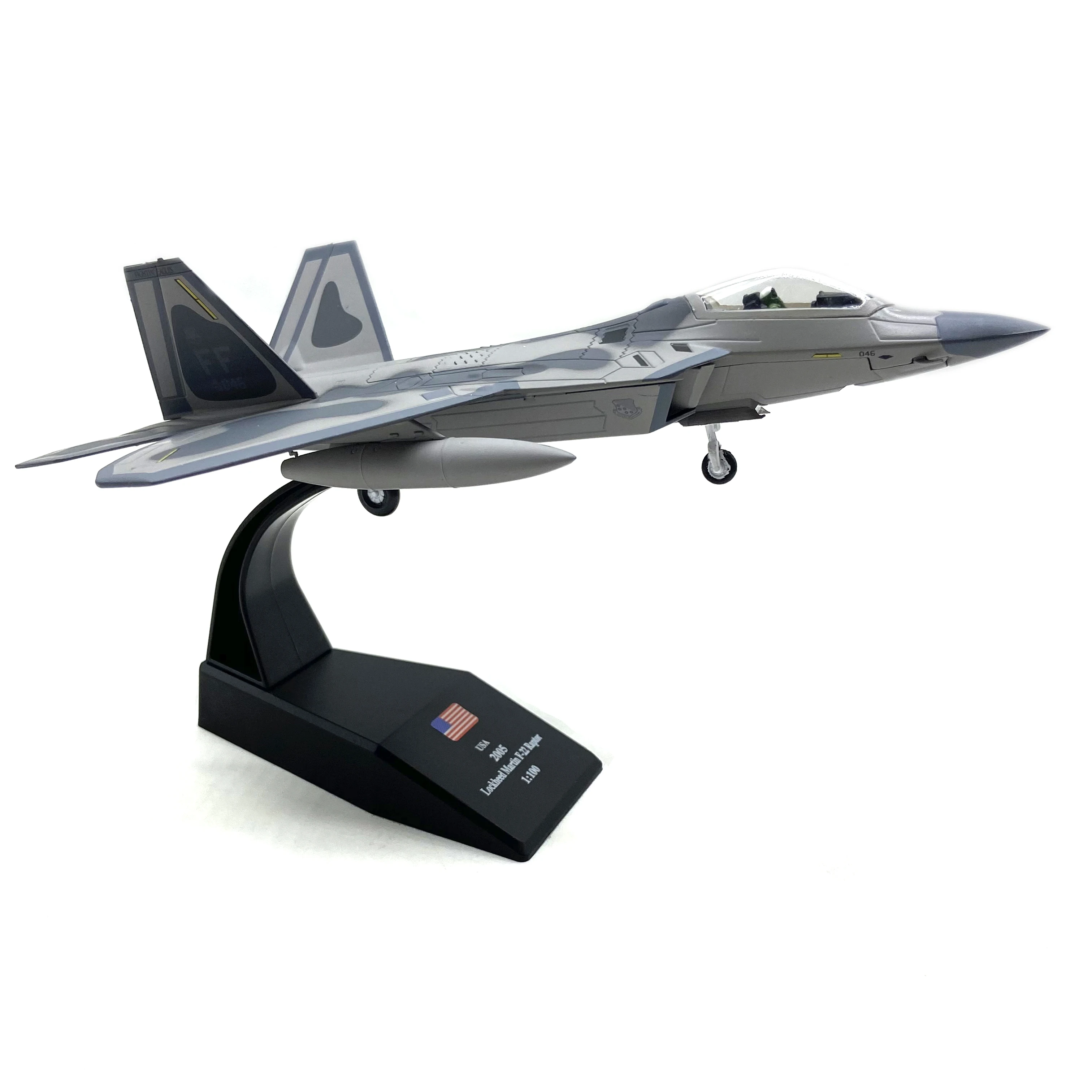 1/100 Scale Aircraft Lockheed Martin F-22 Raptor Metal Plane Model