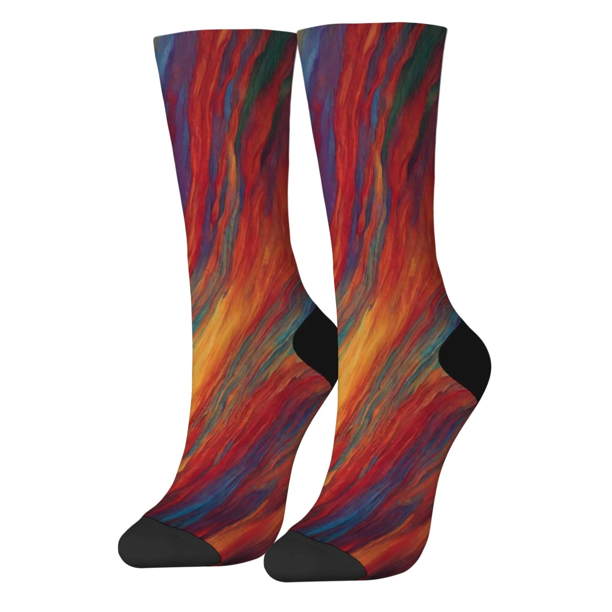 Wave Gradient Print Men's Socks Novelty Harajuku Retro Street Hip-Hop Crew Socks Breathable Non-slip Socks Party Holiday Gifts