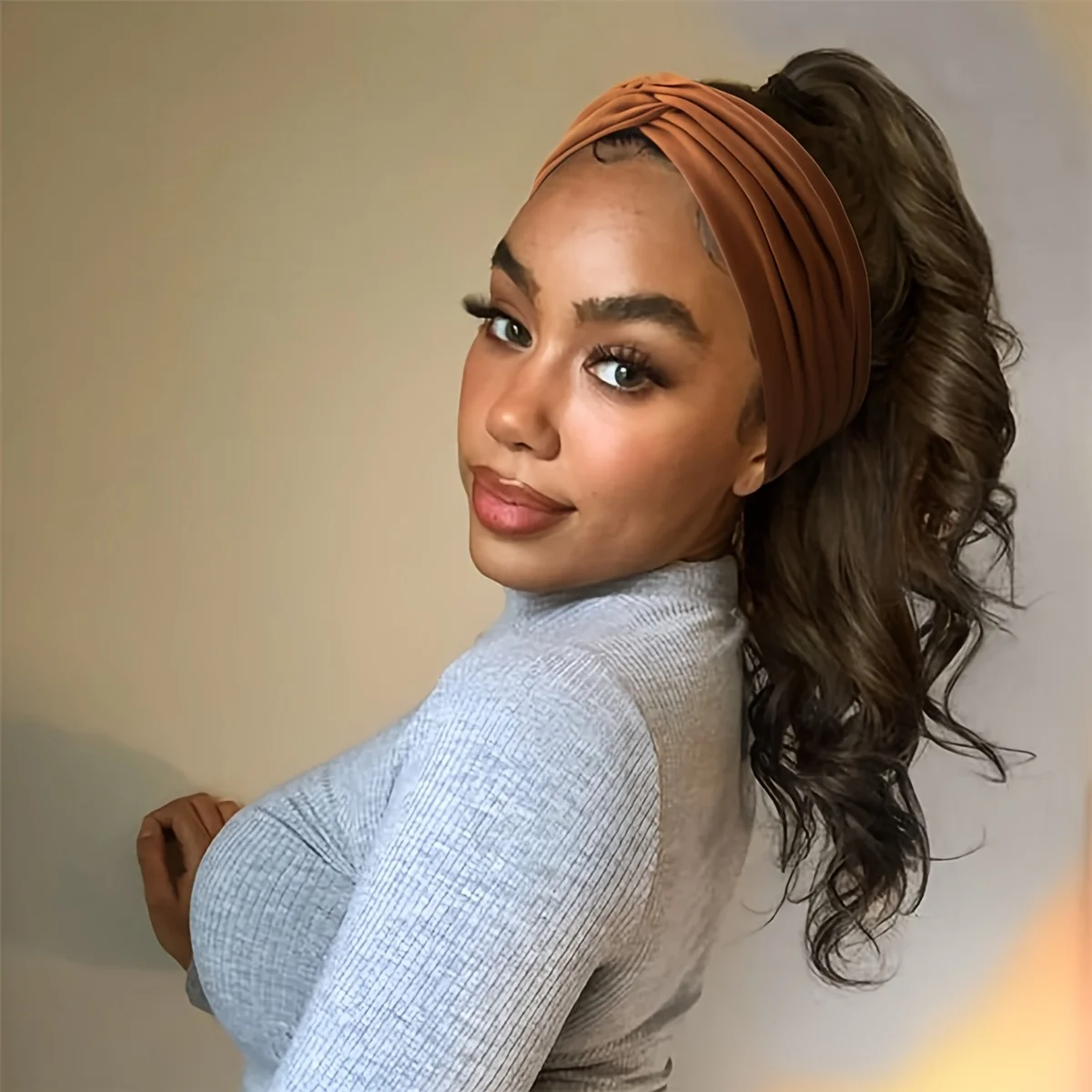 Fascia per capelli larga morbida in stile bohémien da donna, 4 pezzi, adatta per yoga, corsa, accessori per capelli con fascia sportiva