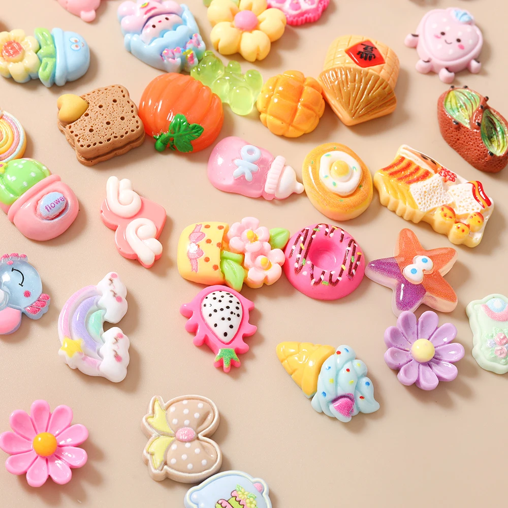 Leslie Mixed 5/20pcs Cute Resin Flower Fruit Animal Charm Cabochon DIY Nail Arts Phone Case Pendant For Jewelry Making Findings