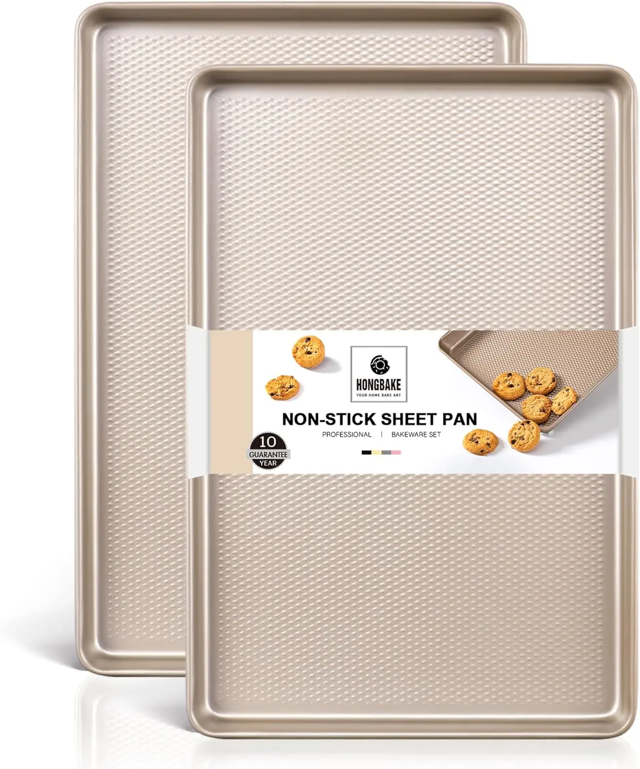 

Non Stick Half Sheet Baking Pans 2 Pack, 57% Thicker Carbon Steel Cookie Sheets for Oven, 17.5" x 12" Baking Trays
