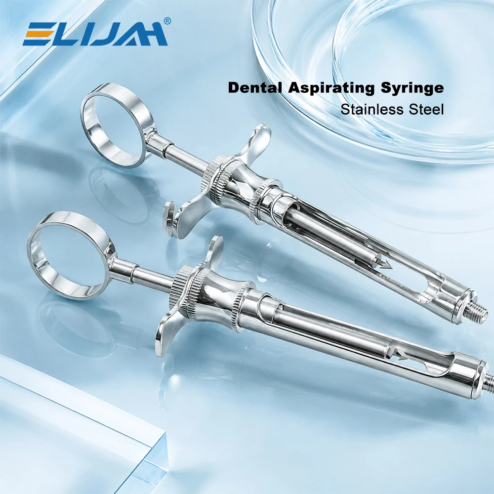 

ELlAH Dental Anesthesia Aspirating Syringe Hook/Sharp Tip Stainless Steel Suction lniector Dentistry Surgical instrument Tools