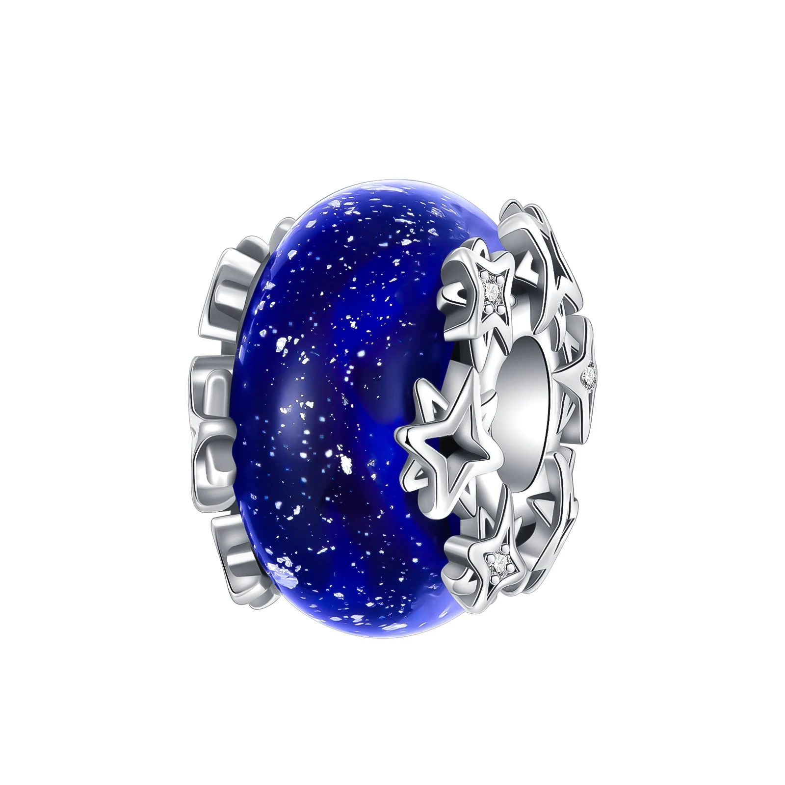 925 Sterling Silver Starry Sky Star Blue Beads Charm Fit Original Pandora Charms Bracelets Women DIY Jewelry Gift