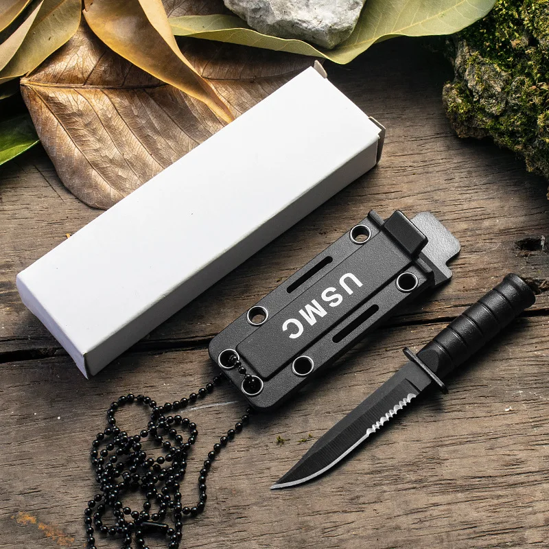 Stainless steel mini outdoor knife Mini camping small straight knife survival  multi-purpose portable keychain knife