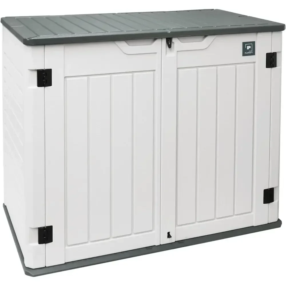 Large Outdoor Storage Shed, Resin Box, Waterproof & Lockable, Ideal for Garden, Patio, Yard, Garage, Backyard (White - 35 Cu. ft