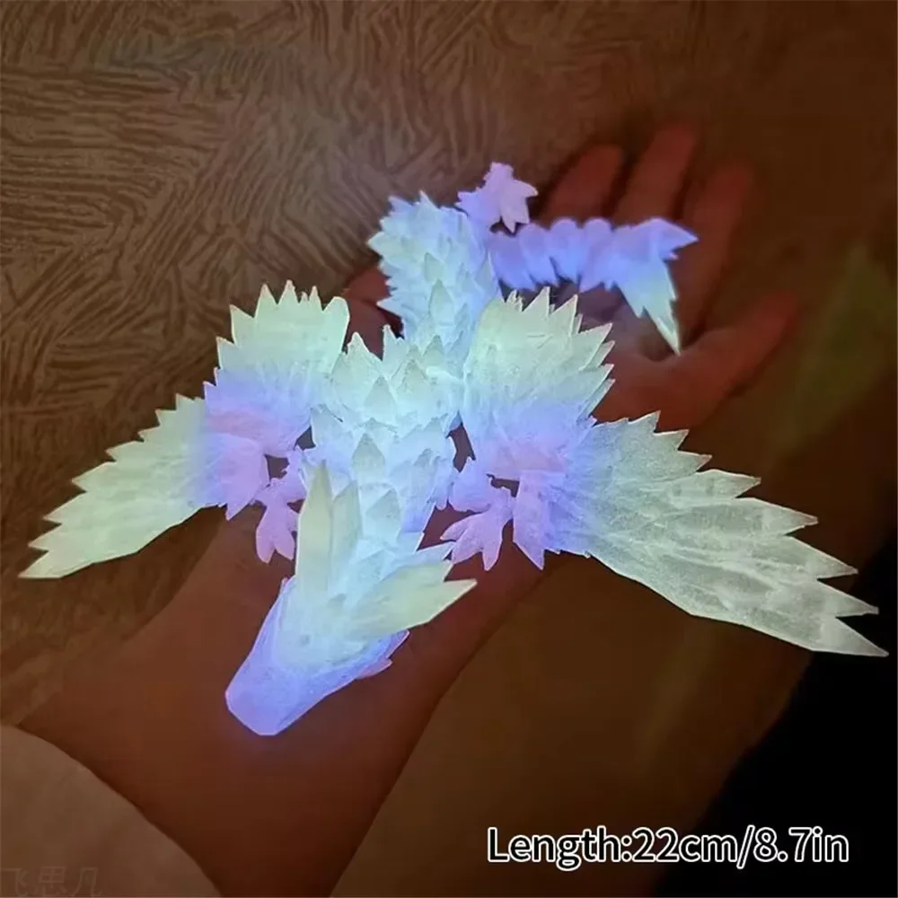 3D Printed Luminous Dragon Glow in the Dark Flying Dragon Egg Rotatable Articulated Wing Dragons Kids Gift Home Office Ornaments