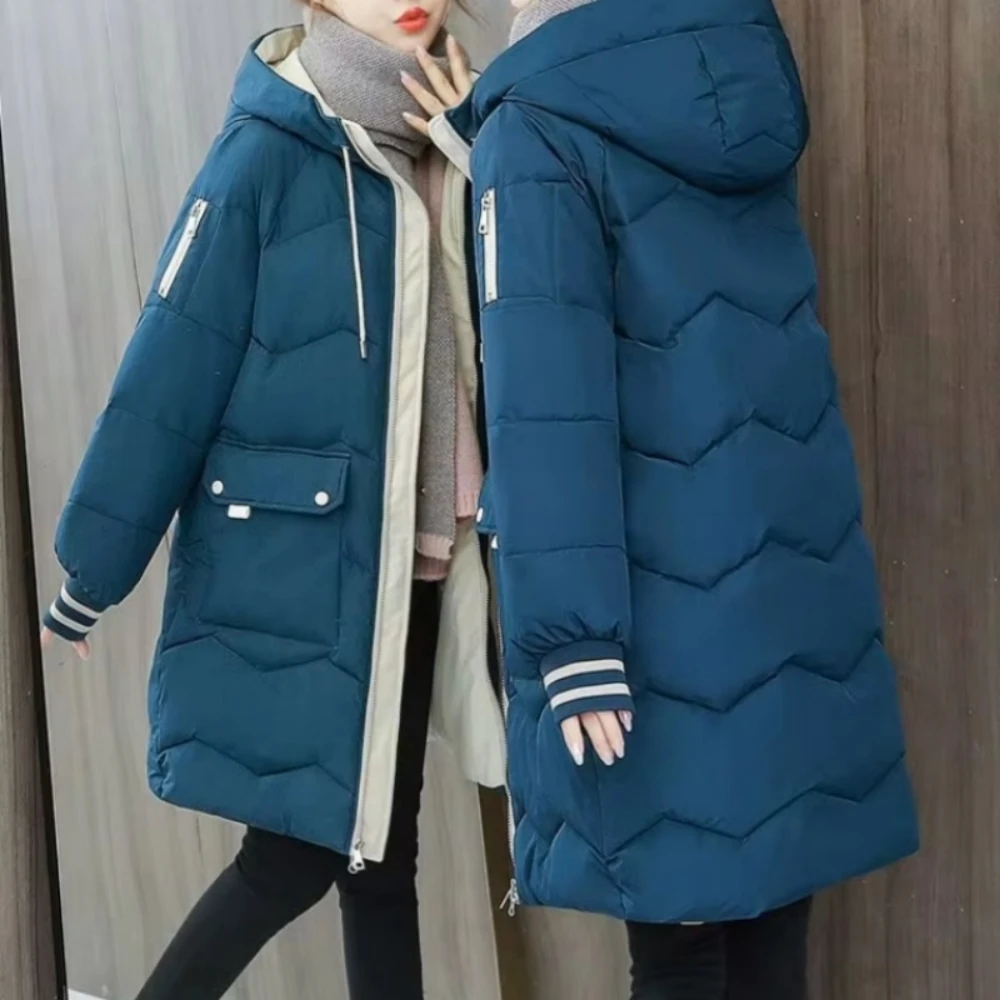 Customization Plus Size Women Long Down Cotton Jacket Winter Thicken Women's Parkas Warm Hooded Coat New Korean Loose Cotton Coa - view 6