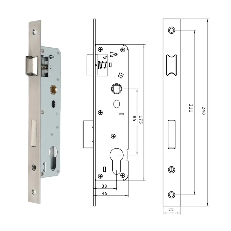 Series Single & Multipoint Aluminum Alloy Indoor Wooden Door Lock Body Lockset Accessories, Cylinder Lock & Aluminum Alloy Door