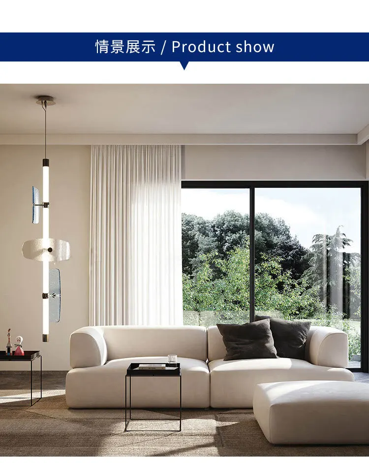 Moderne farbige Glas Pendel leuchte italienische Designer lange Röhre Pendel leuchte für Wohnzimmer Schlafzimmer LED Esstisch Hängelampe – Detail 4