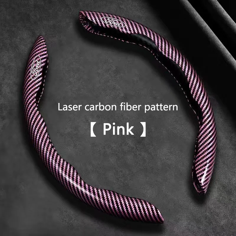 2PCS Car Steering Wheel Covers Universal Carbon Fiber Looking For Ford Focus MK2 MK3 Fiesta MK7 Ranger Mondeo MK4 S-MAX