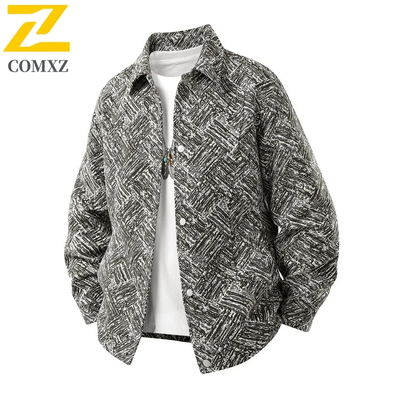 

COMXZ 2025 для мужчин и женщин, пара с воротником-стойкой, свободная посадка, повседневная модная универсальная легкая куртка в американском стиле