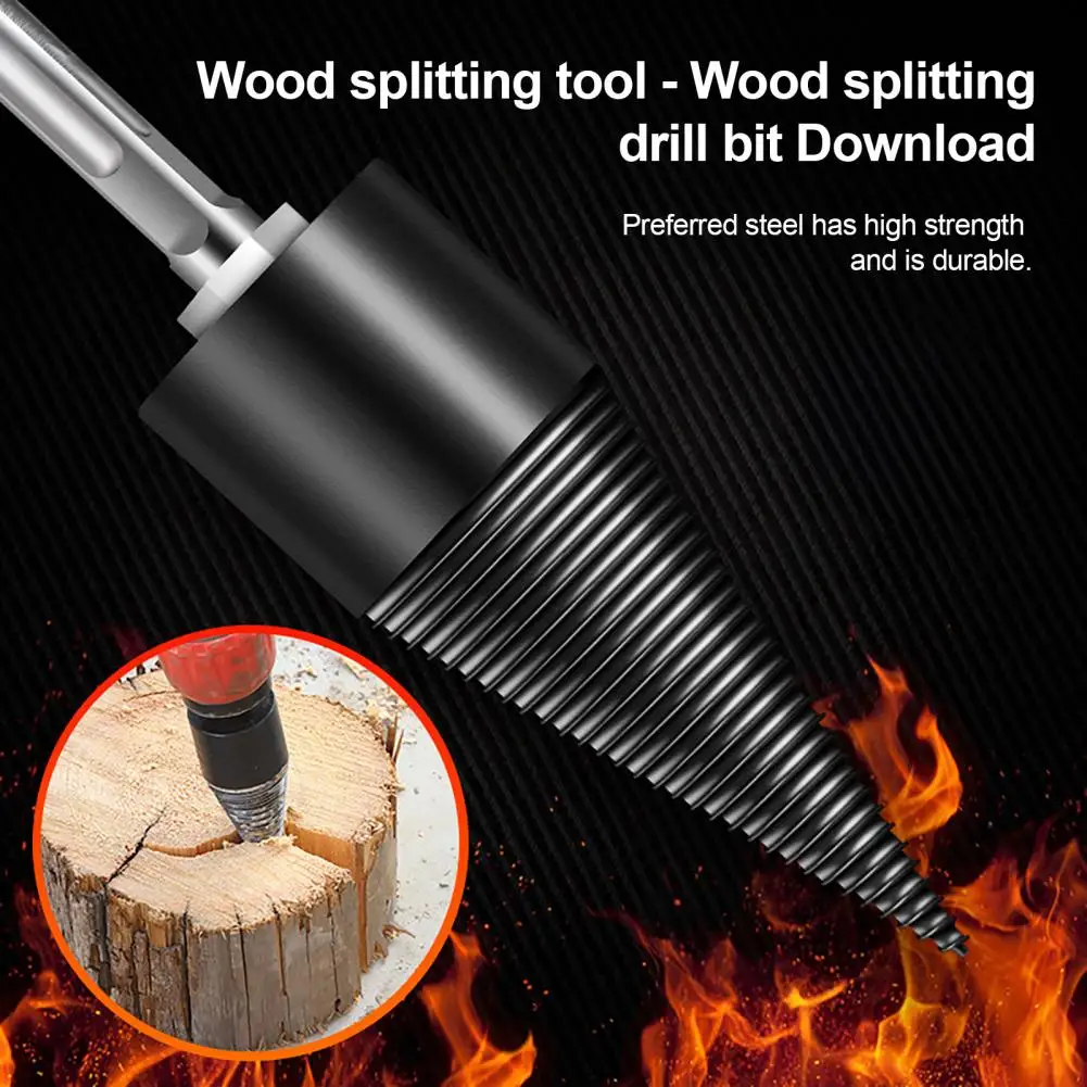 Robust 32/42/50MM Firewood Log Splitter Drill Bit, Hex Round Shank Handle, Tough Electric Hammer Splitting Bit for Kindling