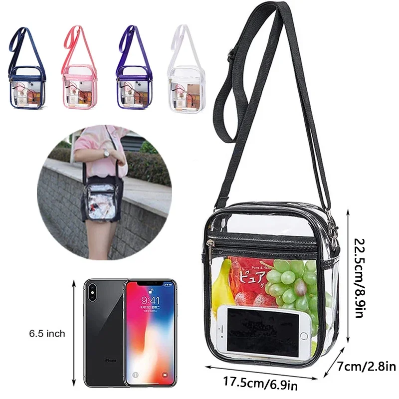 

Women's Slanting Small Square Bag PVC Transparent Coin Purse Simple Waterproof Adjustable Slanting Shoulder Bag