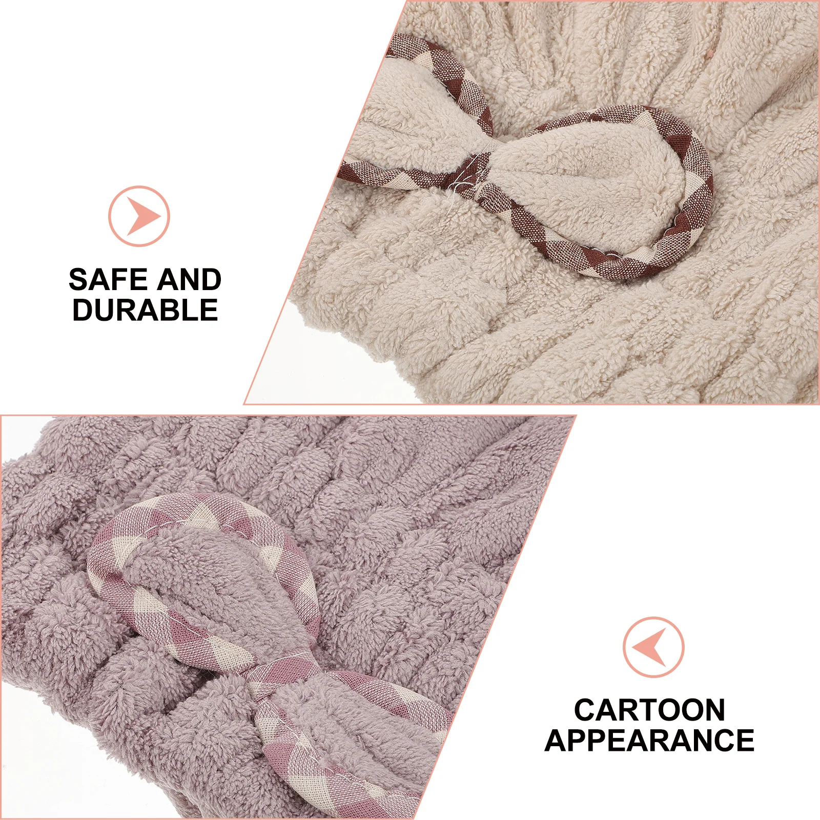 Gorros para el cabello de secado rápido, 2 uds., estilo de dibujos animados, forro polar de Coral blando, toallas absorbentes para el cabello, gorros de ducha de baño, gorros absorbentes de agua