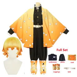 Anime Kimetsu no Yaiba Agatsuma Zenitsu Costume Cosplay Donna Kimono Uniforme Halloween Abiti da festa di Natale