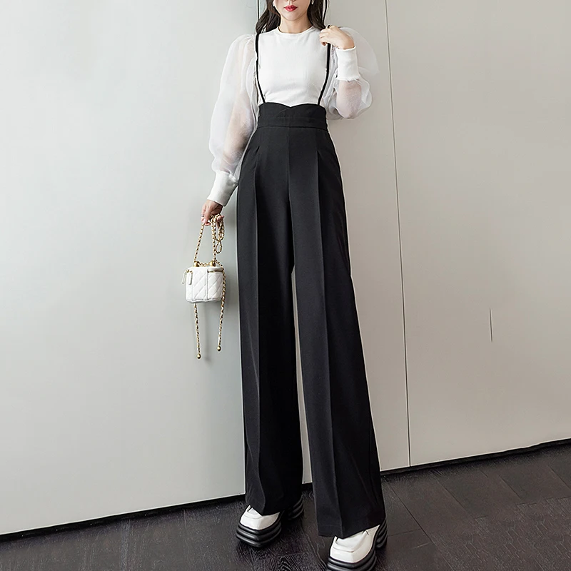 Office Lady High Waist Suits Pants Women Spring Autumn Loose Long Trousers Wide Leg Pantalon Femme