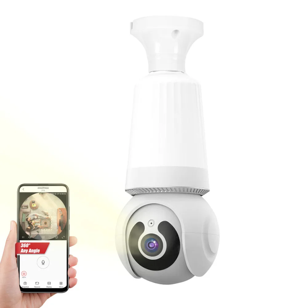 

V380 Pro Light Bulb Security Camera Light Socket WIFI Camera Motion Detection Siren Alert Night Vision Compatible For E27 Socket