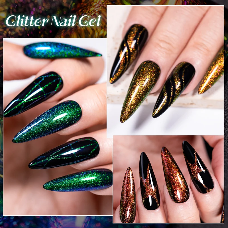 7 مللي يجتمع عبر بريق الترتر جيل للأظافر بريق شفاف جل تحتاج قاعدة سوداء هلام نقع قبالة الأشعة فوق البنفسجية هلام البولندية مسمار الفن الورنيش