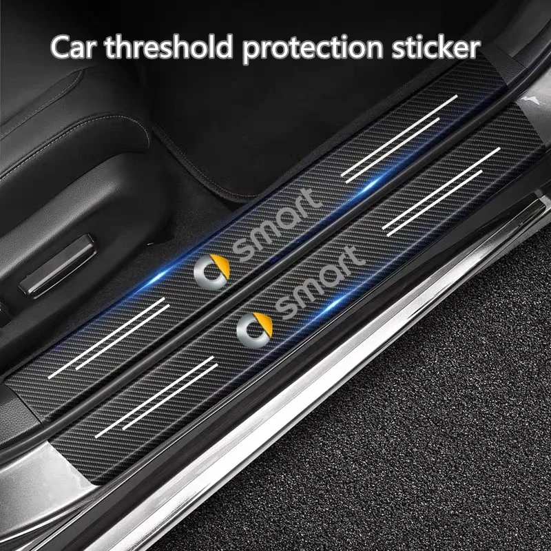 Car Carbon Fiber Door Sill Sticker Trunk Protector Strip Suitable for Smart Fortwo 451 450 453 EQ Forfour Forjeremy