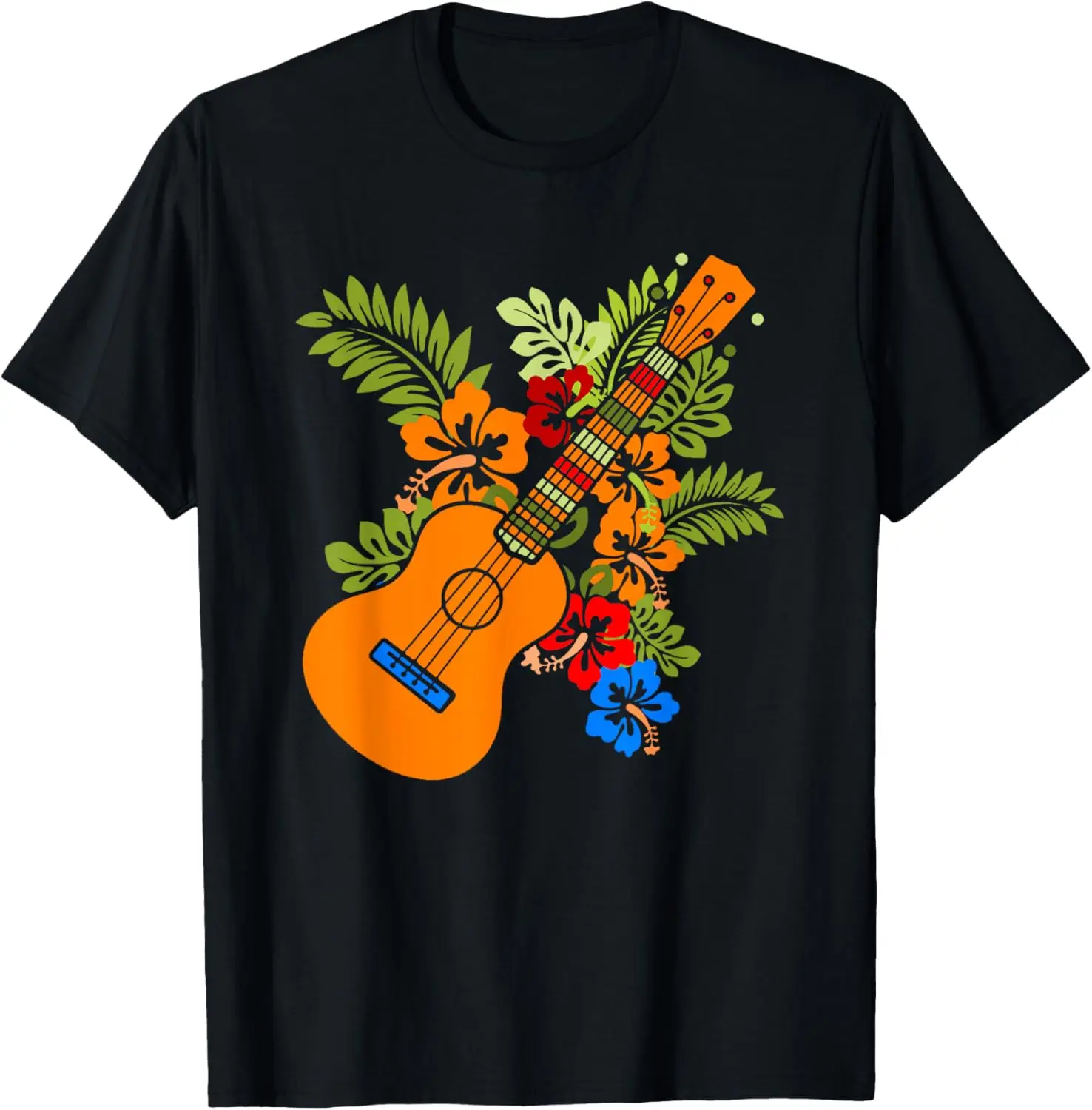 Hawaii Floral Uke Ukulele - Flower Aloha Ukulele T-Shirt