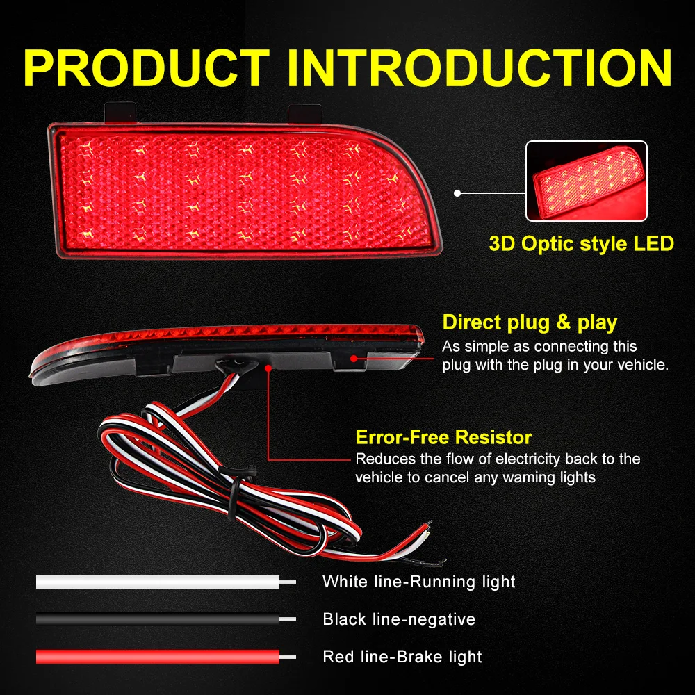 2pcs LED Shocks Rear Bumper Reflector Spotlight Fog Tail Brake Lights for mercedes benz Vito Viano W639 2003-2014