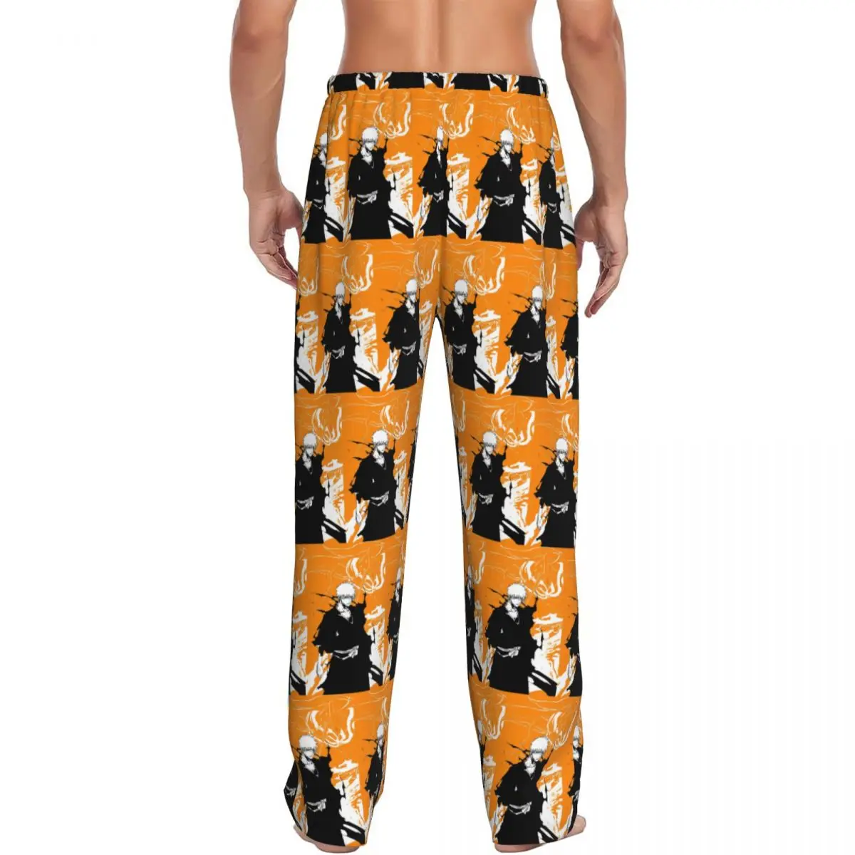 Custom Orange Ichigo Kurosaki Anime Bleach Pajama Pants Men Sleepwear Sleep Lounge Bottoms with Pockets