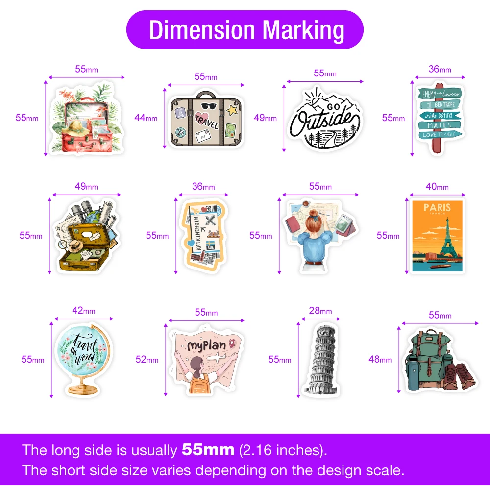 Travel Vacation Holiday Stickers Tourism DIY Kids Gift Waterproof Decal for Laptop Phone Scrapbook Luggage Bottles Decorative
