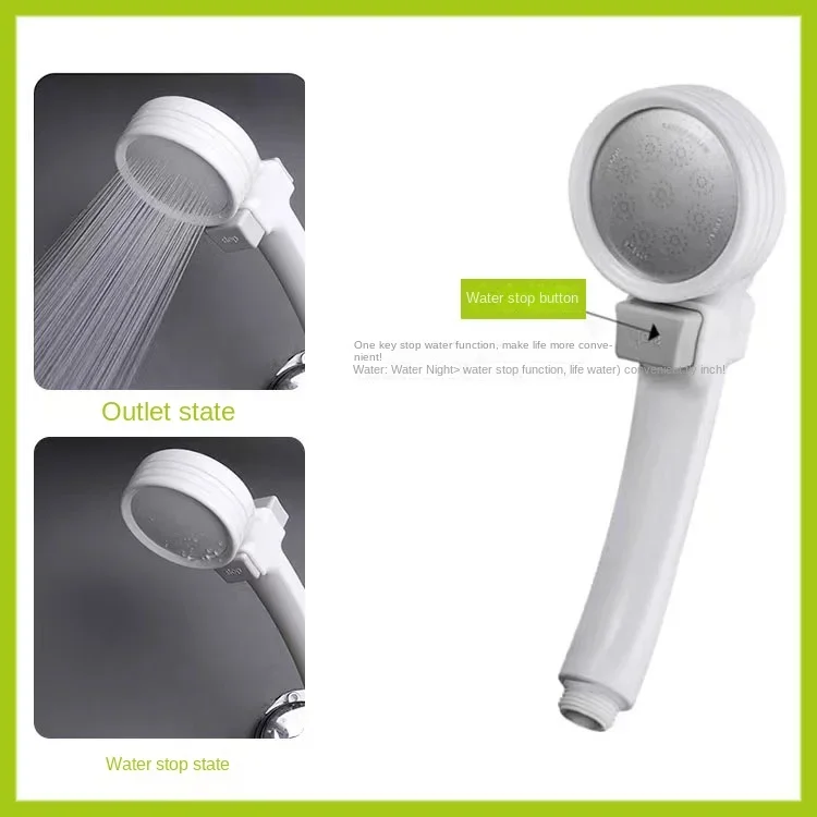 

Pressurized shower head one key water stop water saving hand-held filter dechlorination skin shower high pressure