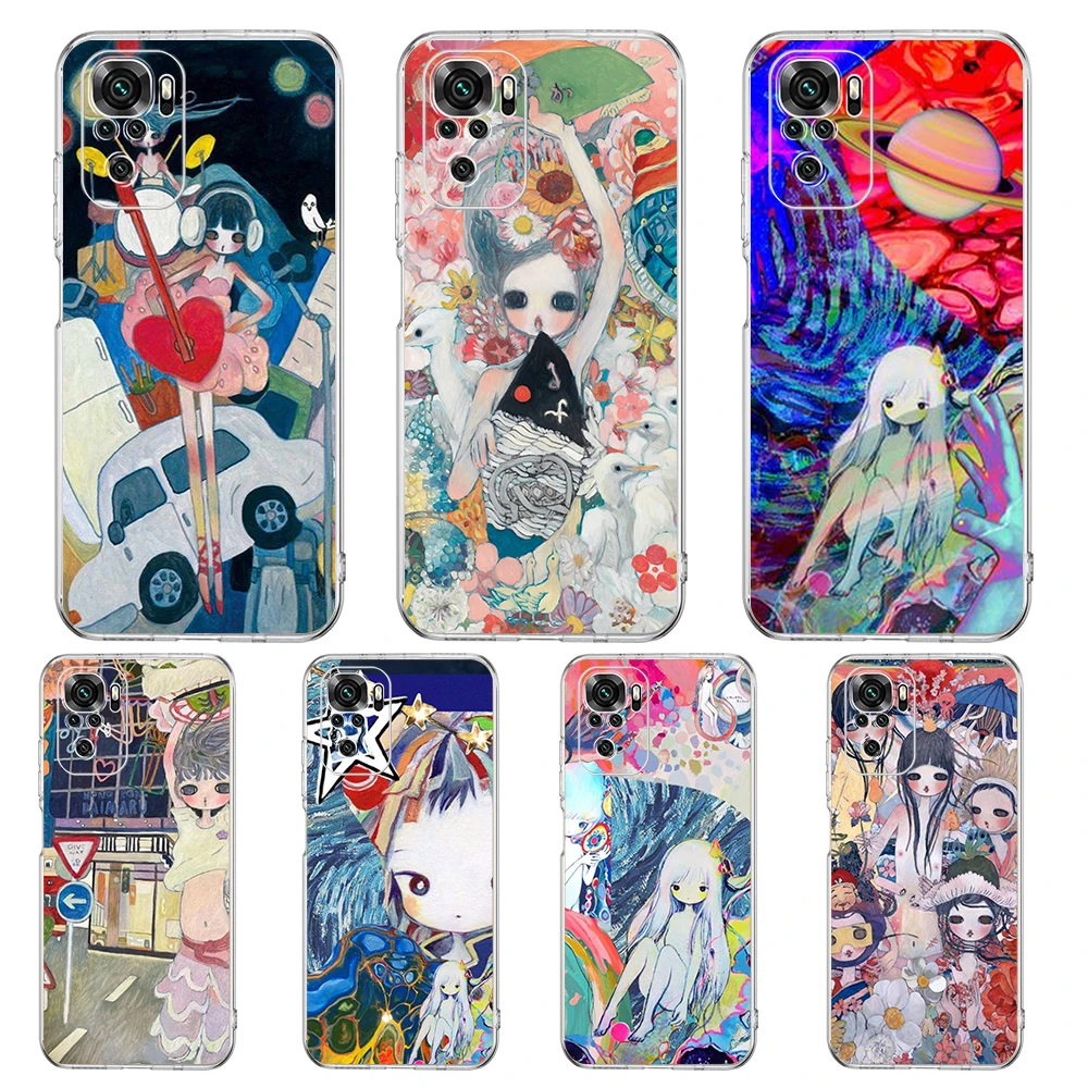 Aya Takano Phone Case Cover for Redmi Note 10 11 11T 7 8 8T 9 K40 Gaming 9A 9C Pro Plus Transparent Silicone Shell Capas Bags