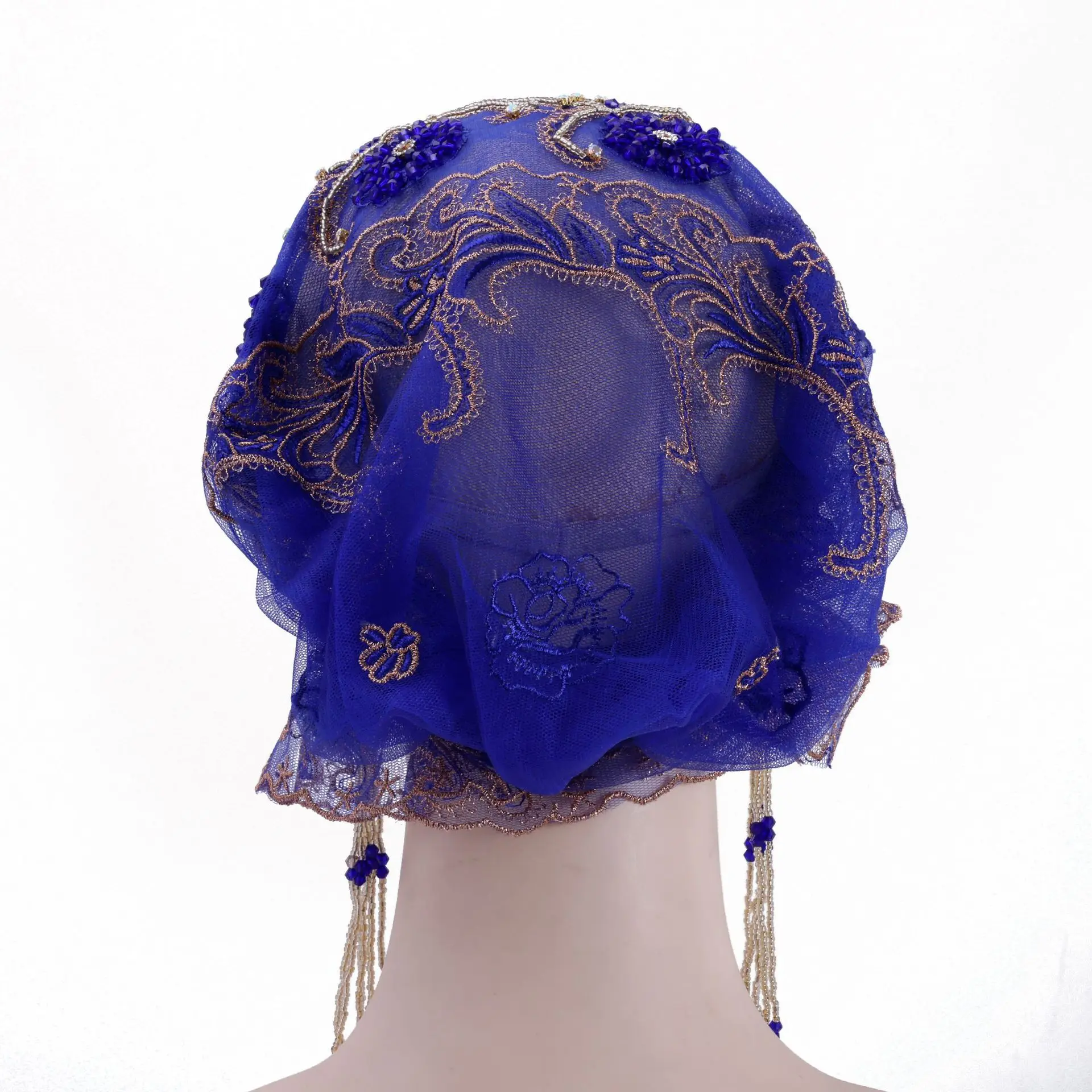 Novo boné de borla frisado bordado rendas moda bonnet turbante muçulmano interior hijab chapéu feminino lenço islâmico gorros perda de cabelo boné