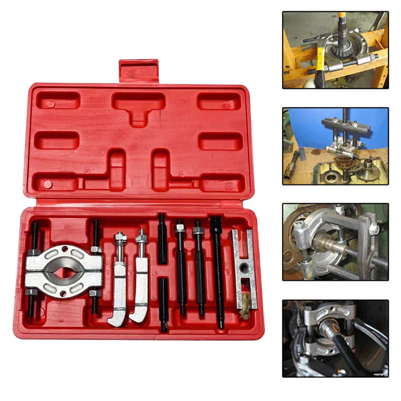 9pcs Practical Bearing Puller Motorcycle Bearing Removal Tool Puller with Box Motorcycle Internal Bearing Puller Kits