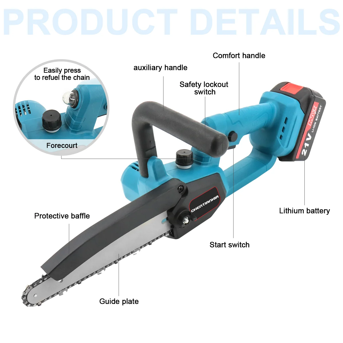 8 Inch Cordless Chainsaw Electric Handheld Wood Cutter + 2Battery For Makita UK