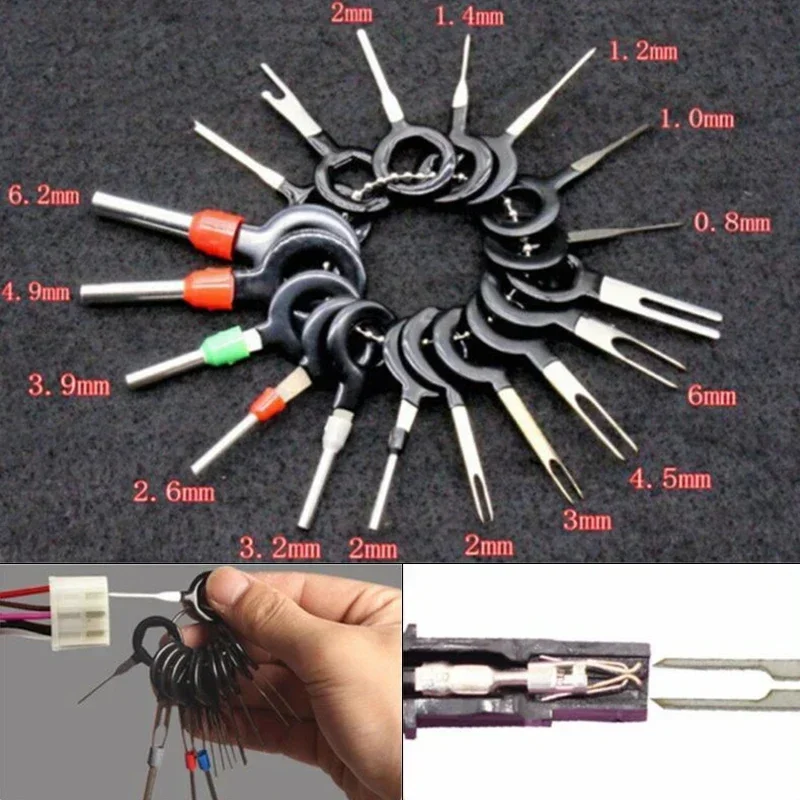 21Pcs New Car Terminal Removal Tool Wire Plug Connector Extractor Puller Release Pin Extractor Kit For CarPlug Repair Tool USEFU