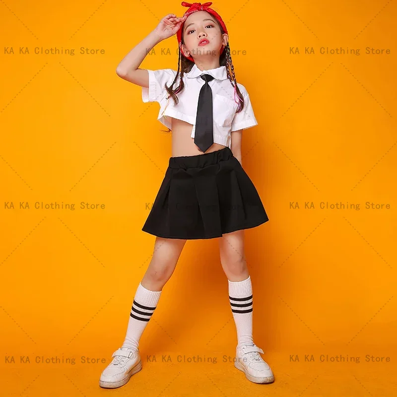 Children's Jazz Dance Performance Clothes Girls Drums Street Dance Suit Navel Dress Cheerleading Drill Performance Tide Costume