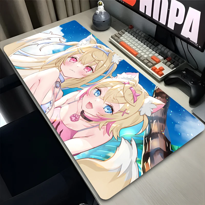 Big Gamer Mouse Pad Hololive Mococo Fuwawa Abyssgard Anime Extended Desk mats PC Computer Gaming Accessories kawaii Mousepads