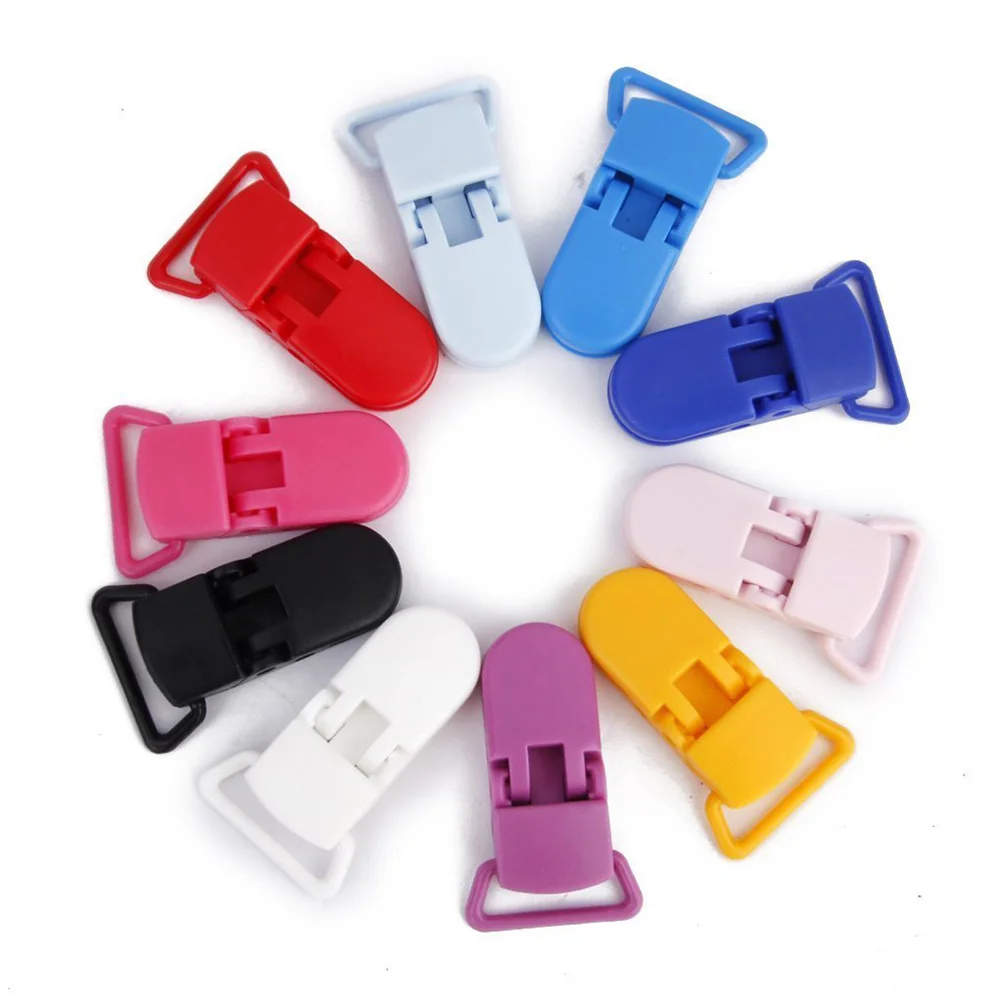 

10pcs Baby Pacifier Clips T-Shaped Plastic Badge Clips 10 Colors Random 42*25Mm Bib Holder Attachment Dummy Chain Infant Feeding