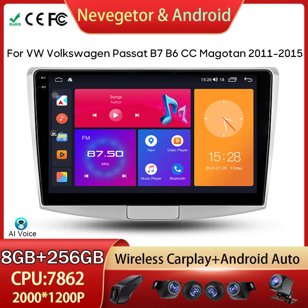 

Car Radio For VW Volkswagen Passat B7 B6 CC Magotan 2011-2015 Android Auto Multimedia Player GPS Navigation 5G WIFI No 2din DVD