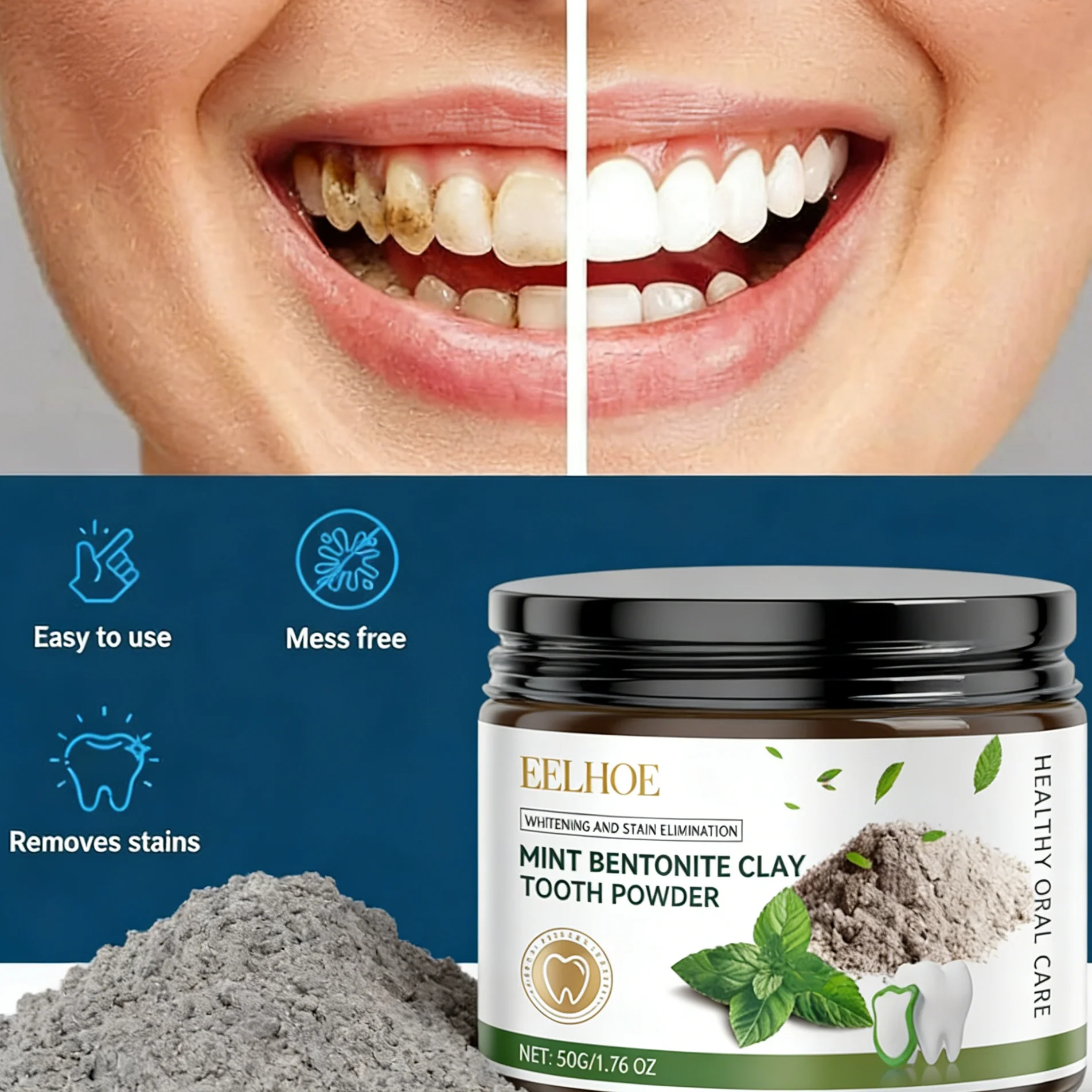 Health Wellness Solutions - Doğal Bentonit Kil Diş Tozu, Yiyecek