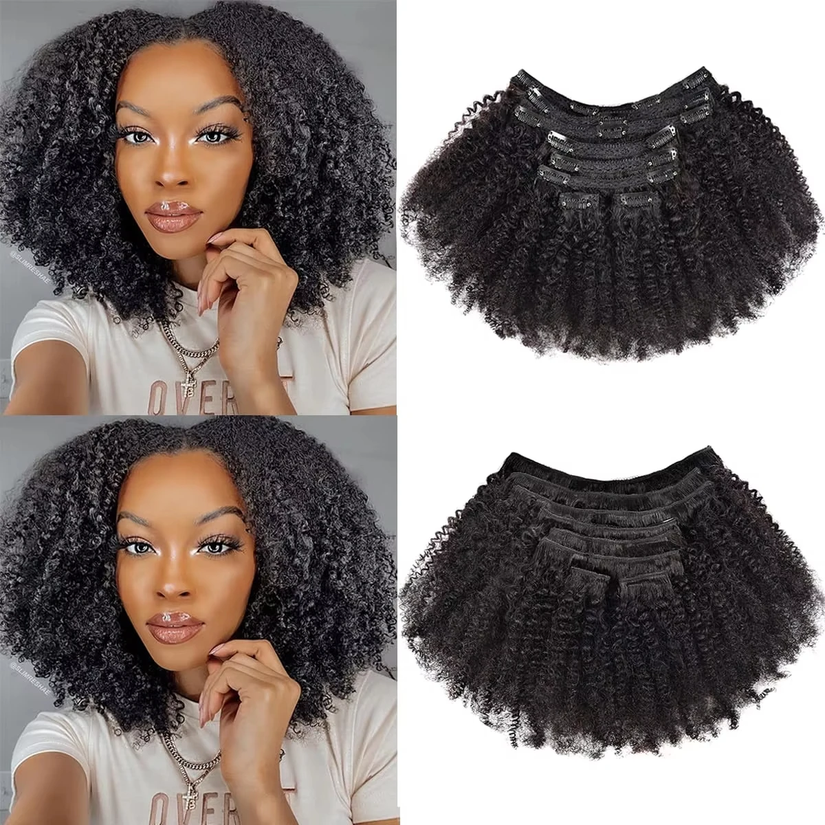 Afro Human Hair Clip In Extensions Human Hair Natural Extensions Remy Brazilian 8PCS Clip In Full Head Human Hair For Women