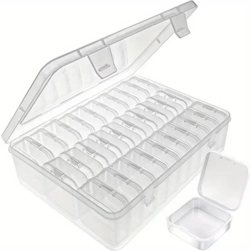 

Durable Plastic Storage Box, 14/30/44 Compartments and Small Container - Transparent Jewelry and Small Item Organizer