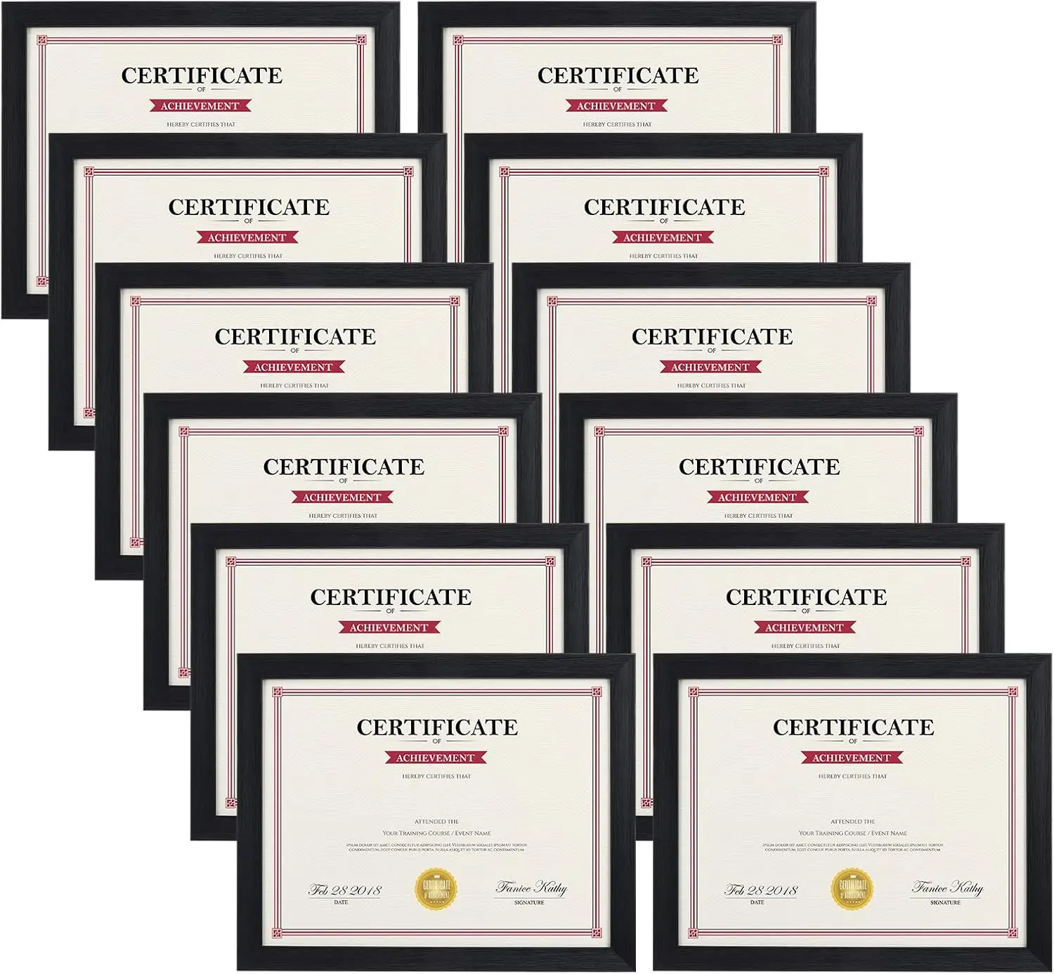 

Giftgarden Black 8.5x11 Picture Frame Set of 12,Multi 8.5 x 11Frames Bulk for Award Certificate Document Diploma,Wall or Tableto