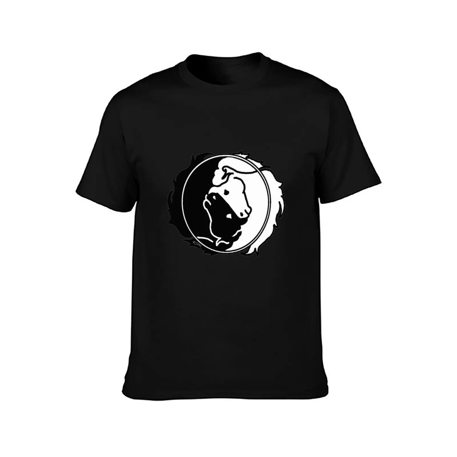 Finding Balance - Horse Yin Yang in Black & White T-Shirt, Summer Casual Cotton Tee, Oversized Streetwear Tops, Unisex Men Women