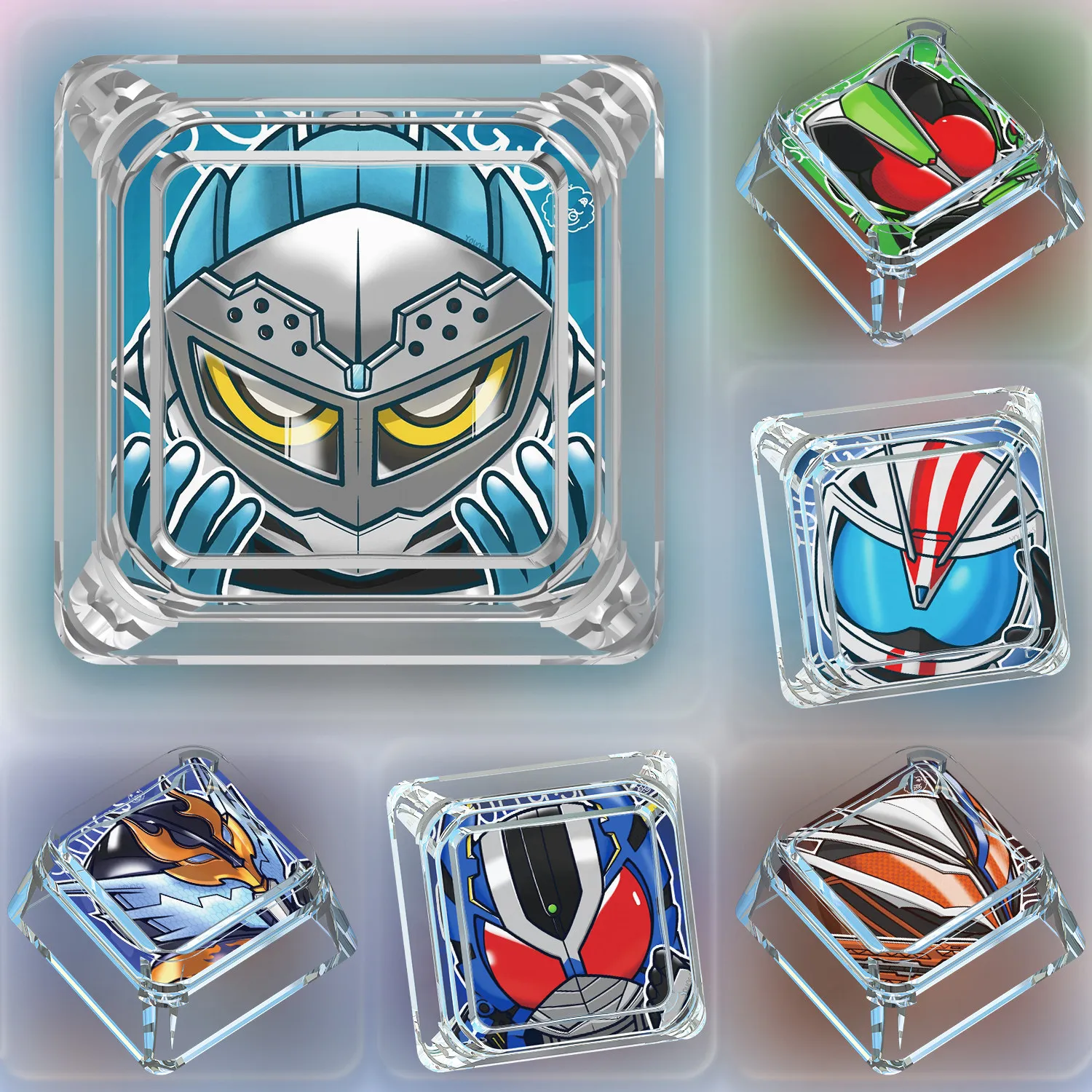 Anime Peripheral Kamen Rider Pvc Single Cartoon Keycap Cross Axis Mechanical Keyboard Esc Translucent Keycap Pendant Decoration